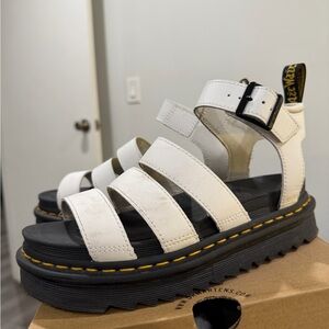 Dr. Martens White Sandals with Black Soles